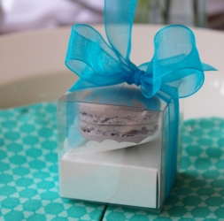 Clear boxed macaron favours