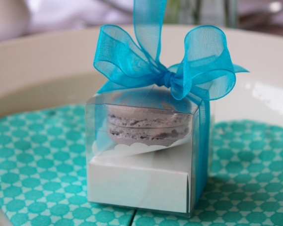 Clear boxed macaron favours